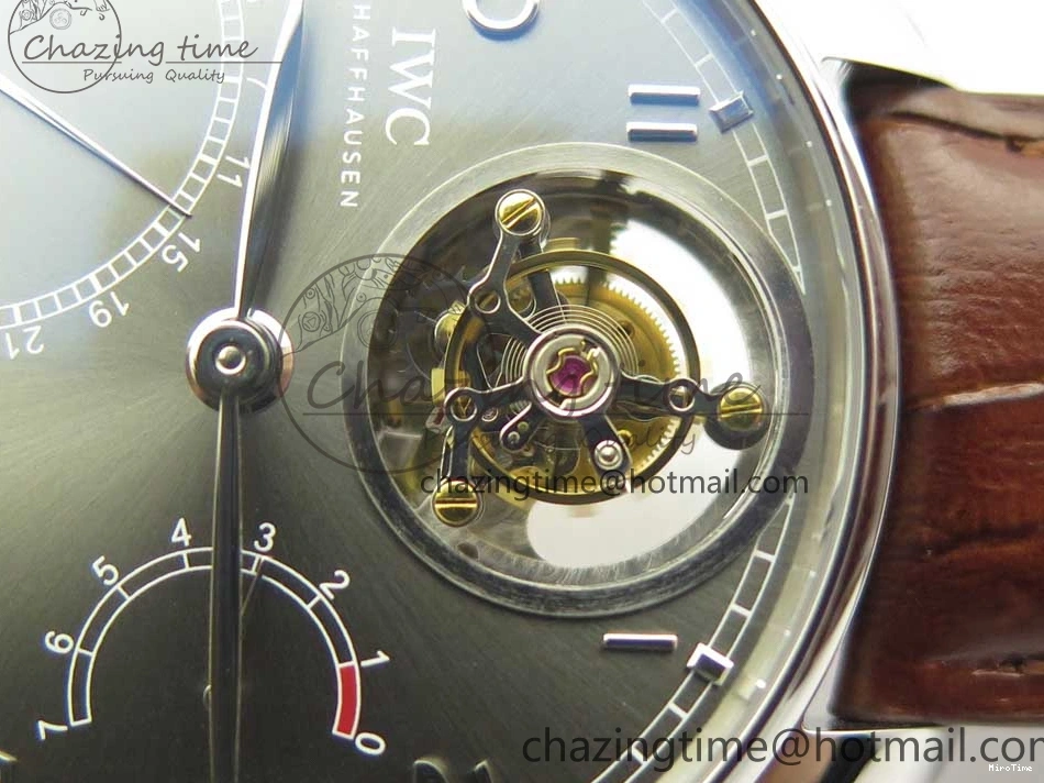 MIROTIME 0127 Lightweight Portuguese Tourbillon IW504602 SS ZF Best Edition Gray Dial on Brown Leather Strap 7177